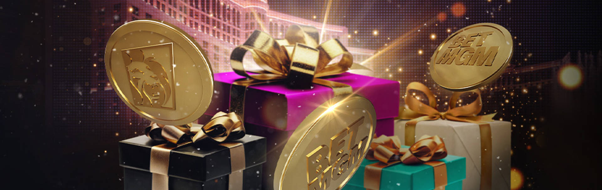 Cadeaus met gouden munten met logo's.