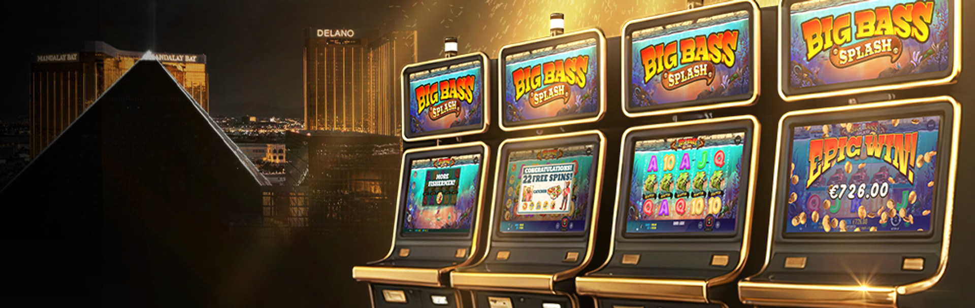 Big Bass Splash gokkast met vissen, een haak en speelkaartsymbolen.