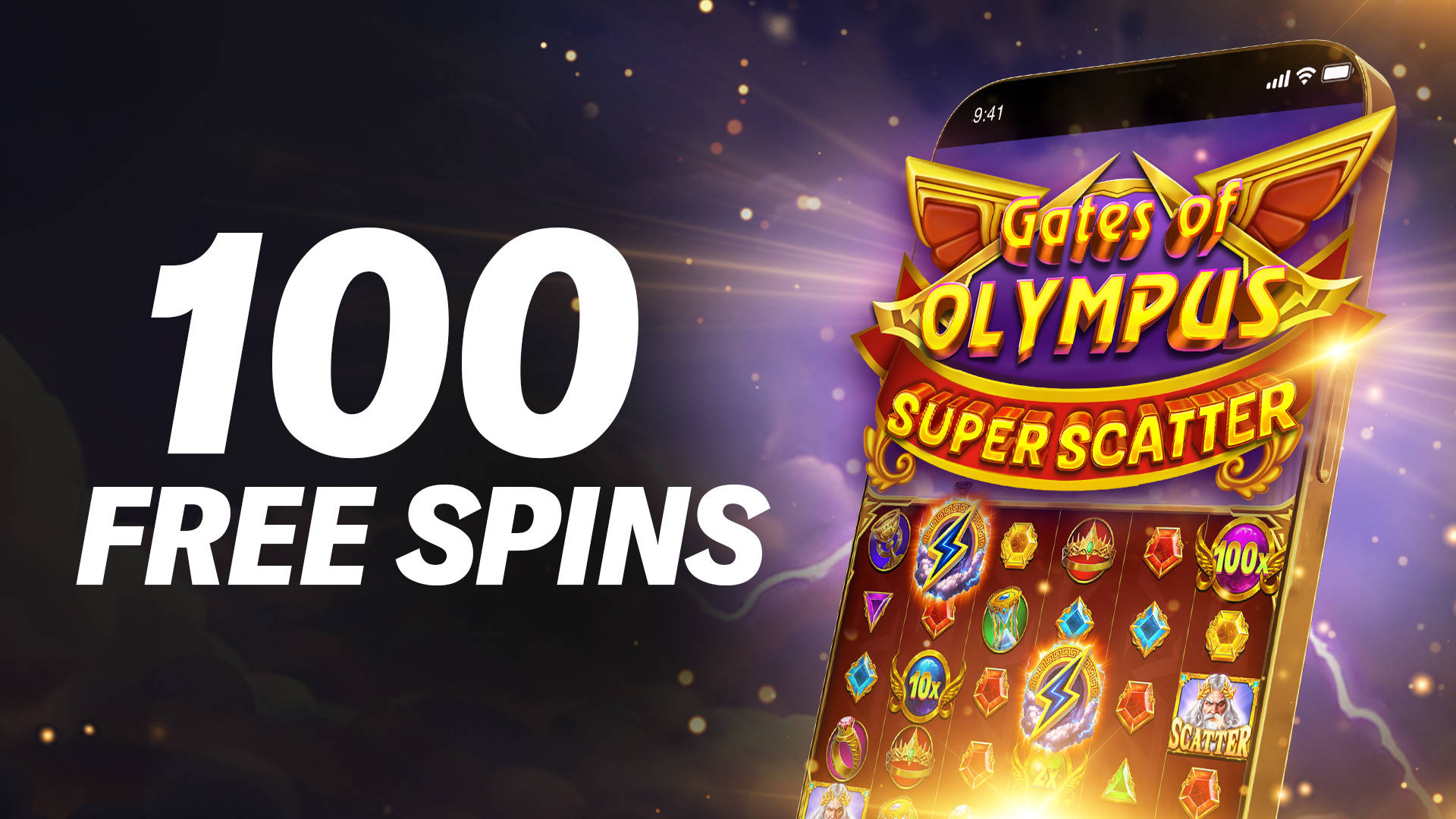 100 Free Spins on Gates of Olympus Super Scatter