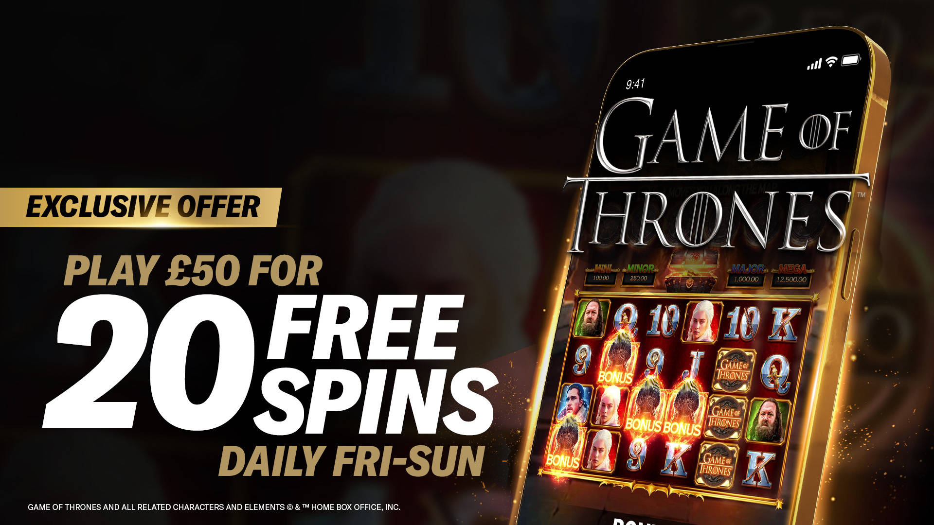 RULE WESTEROS WITH 20 FREE SPINS