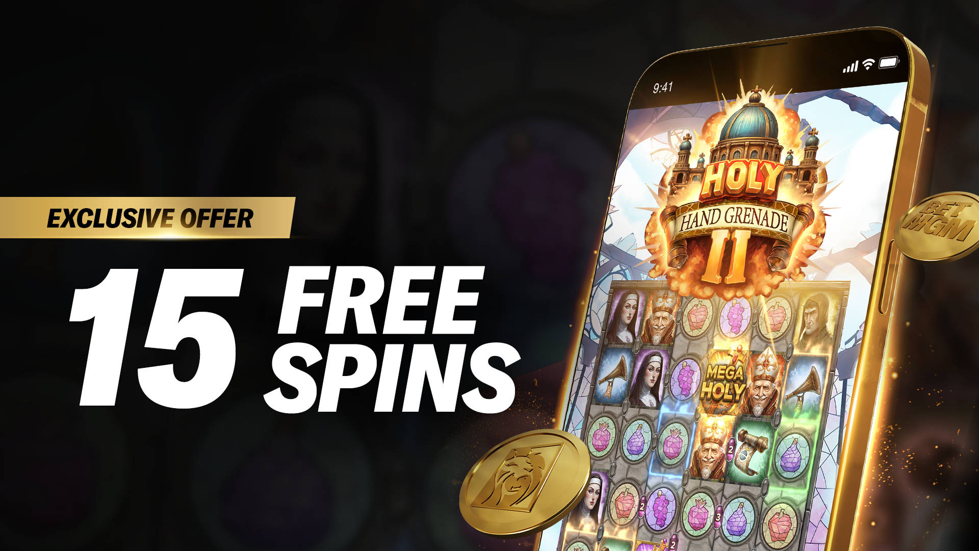 15 Free Spins on Holy Hand Grenade 2
