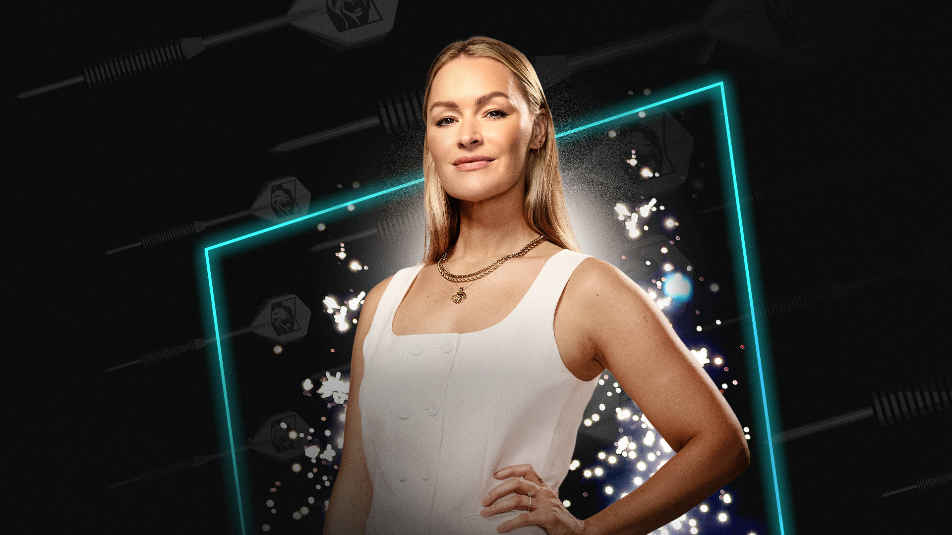 Laura Woods with a BetMGM background