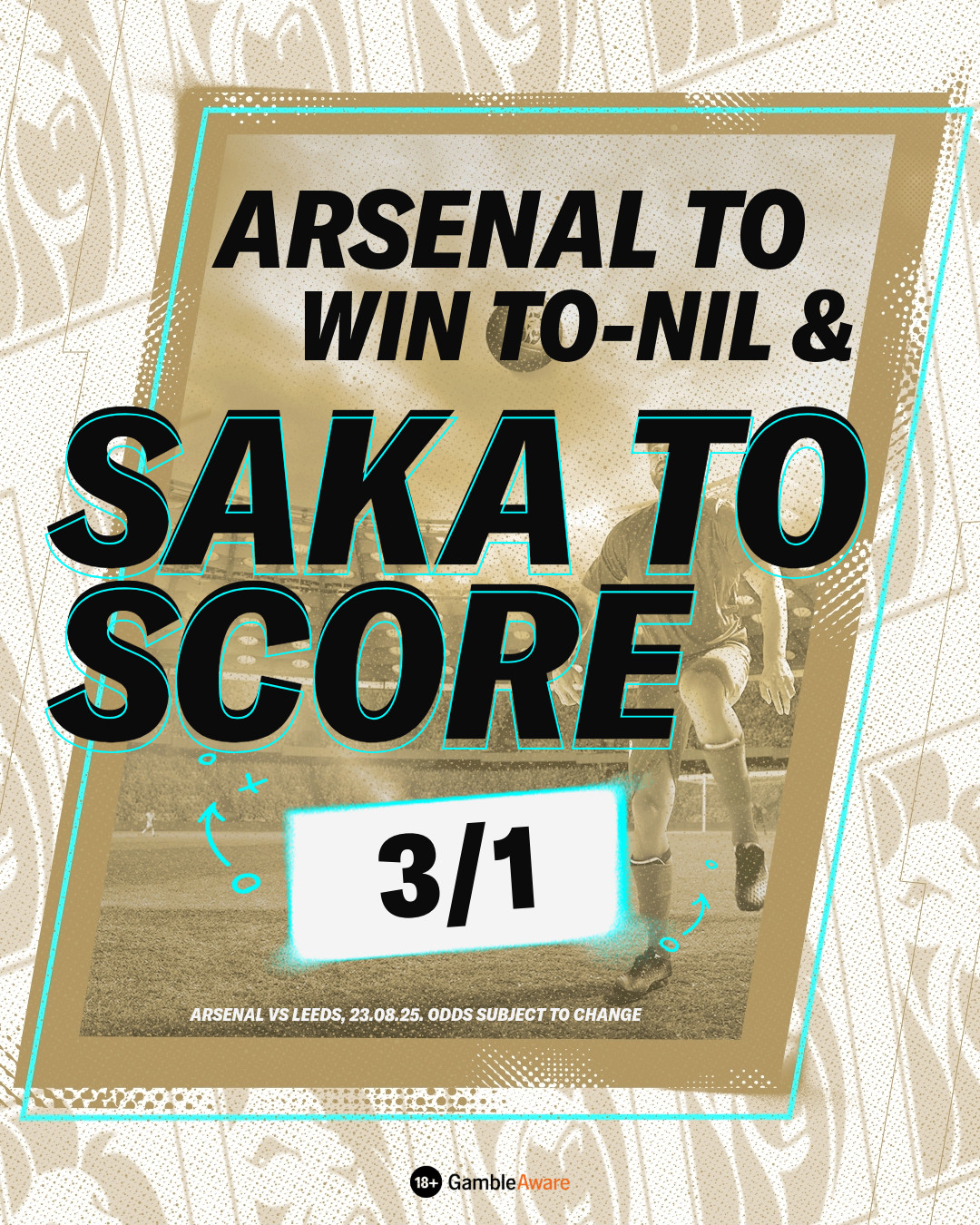 Arsenal to win to nil and Saka to score: 3/1