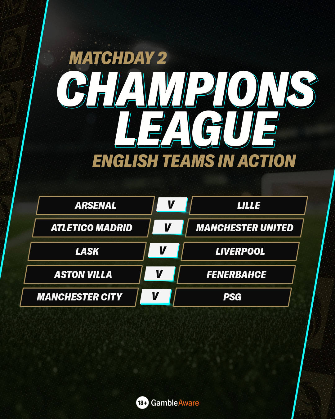 UCL Matchday 2 fixtures with English teams