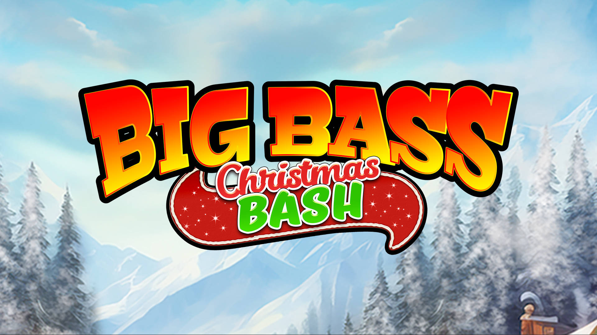 Big Bass Christmas Bash logo tegen een winterlandschap.