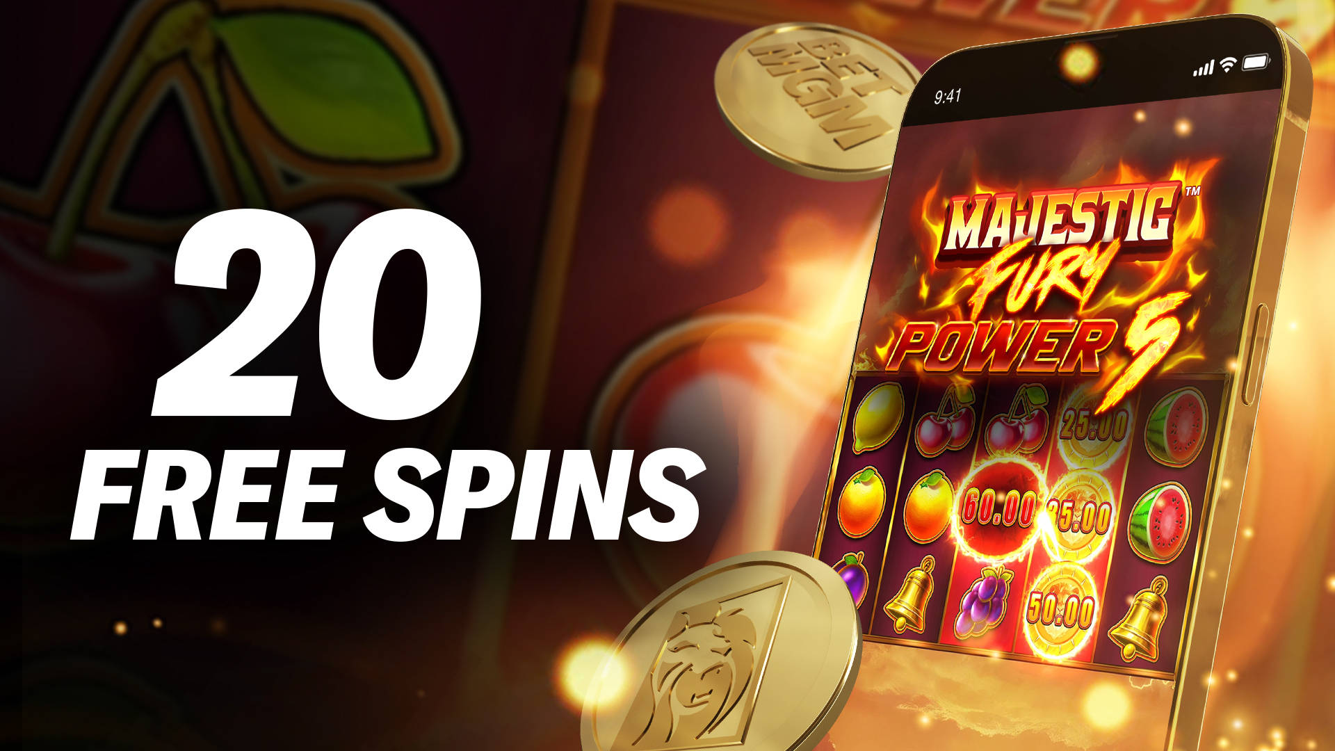 20 Free Spins for Majestic Fury Power 5.