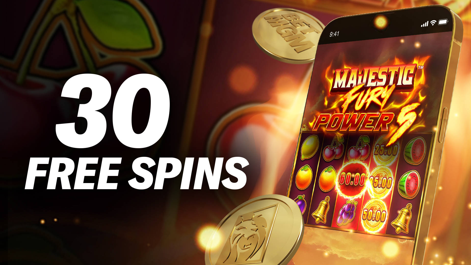 30 Free Spins for Majestic Fury Power 5.