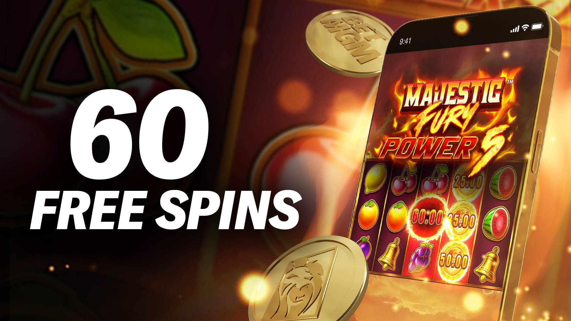 60 Free Spins for Majestic Fury Power 5.