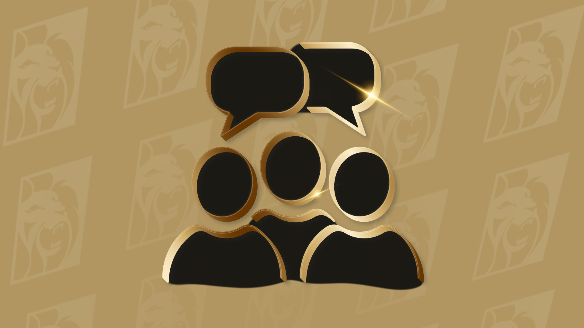 Three silhouettes with speech bubble above