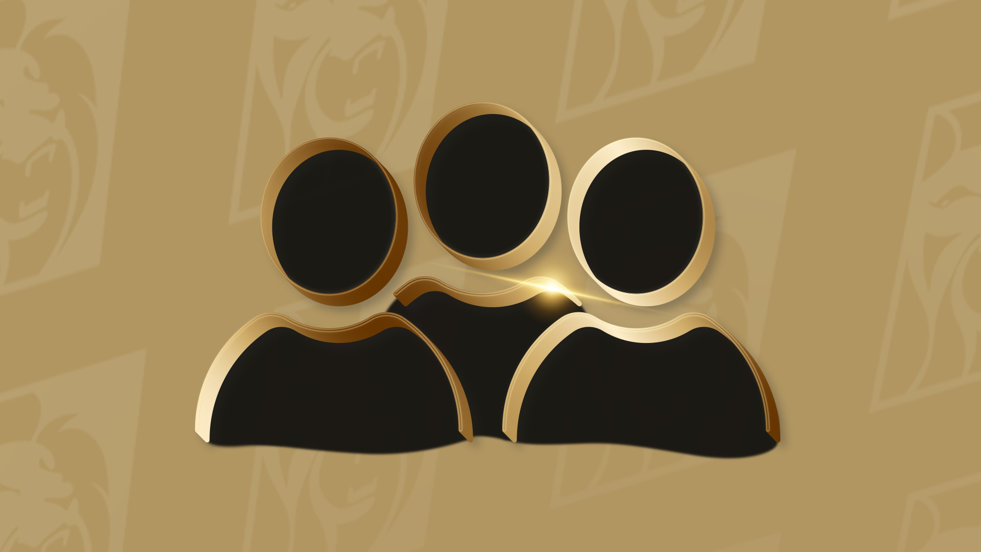 Three silhouettes with a gold background